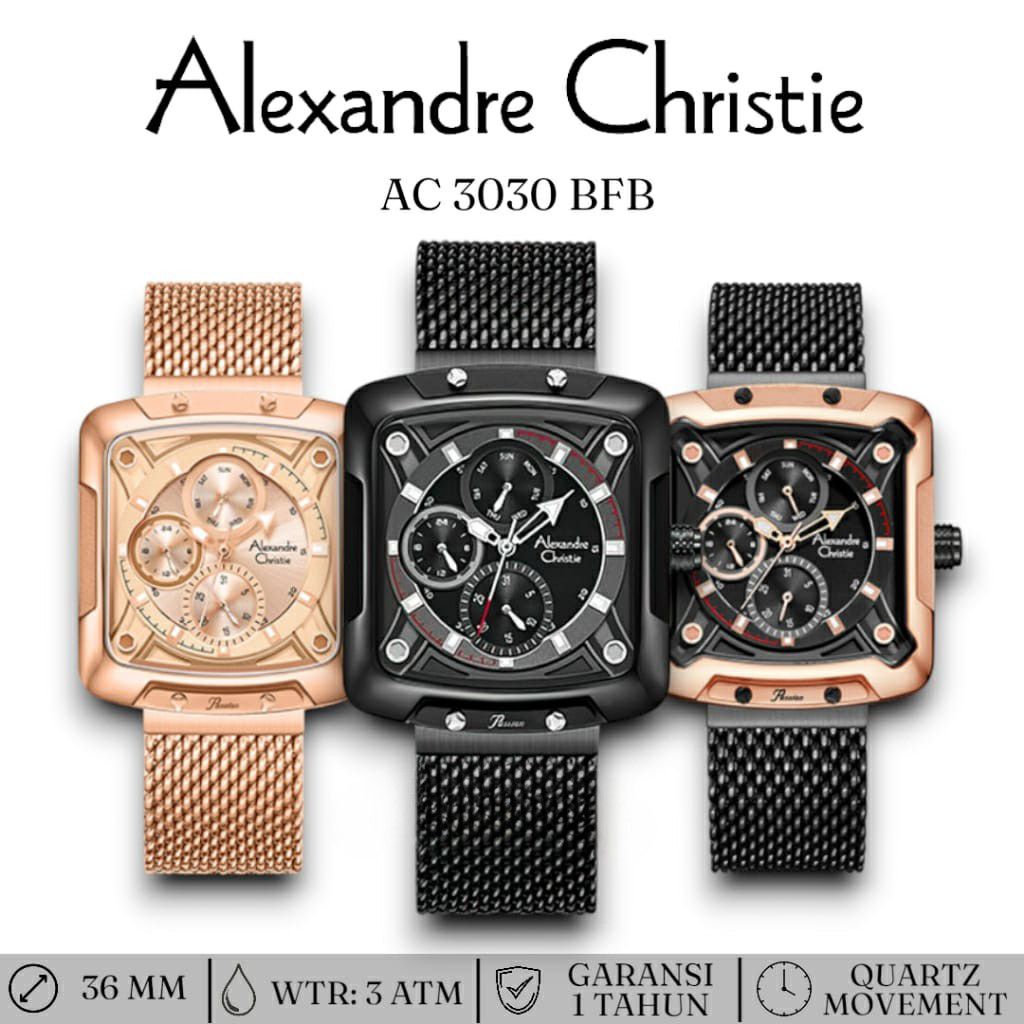 AC 3030 BF Jam Tangan Wanita Alexandre Christie Tali Pasir Original Garansi Resmi