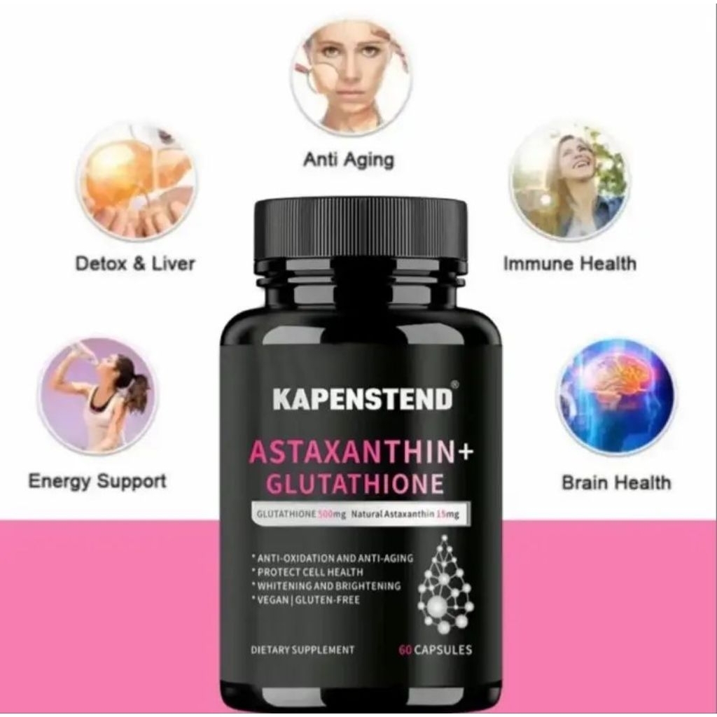 KAPENSTEND Astaxanthin Glutathione, astaxanthin alami, melindungi sel
