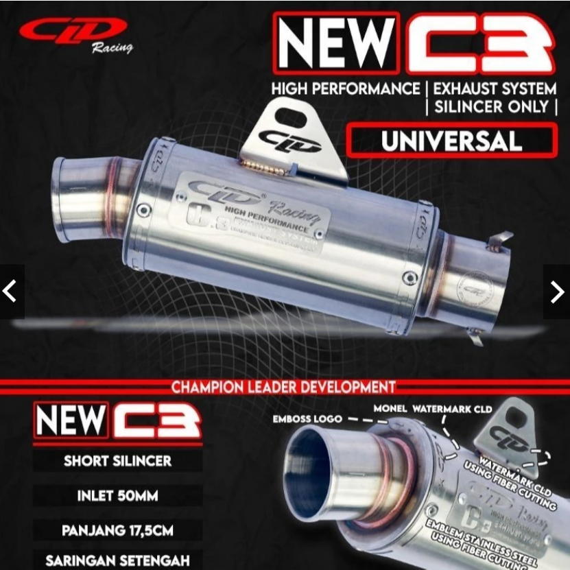 Slencer Knalpot CLD Racing New C3 Bulat | Universal | Harian Racing