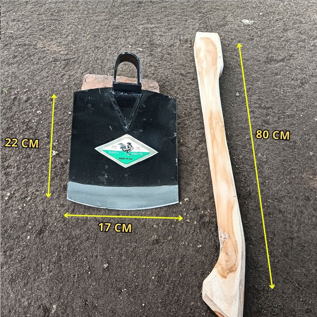 Satu Set Cangkul Asli Cap Ayam Jago dan Gagang  Kayu Jati Made In Jawa