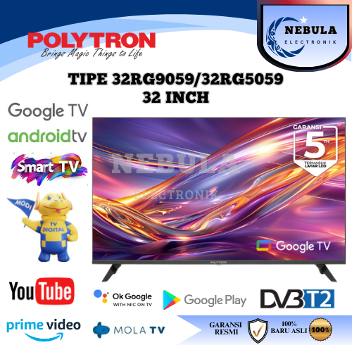 TV ANDROID POLYTRON 32 INCH/TV ANDROID 32 INCH POLYTRON GOOGLE SMART TV DIGITAL TV BARU BERGARANSI R