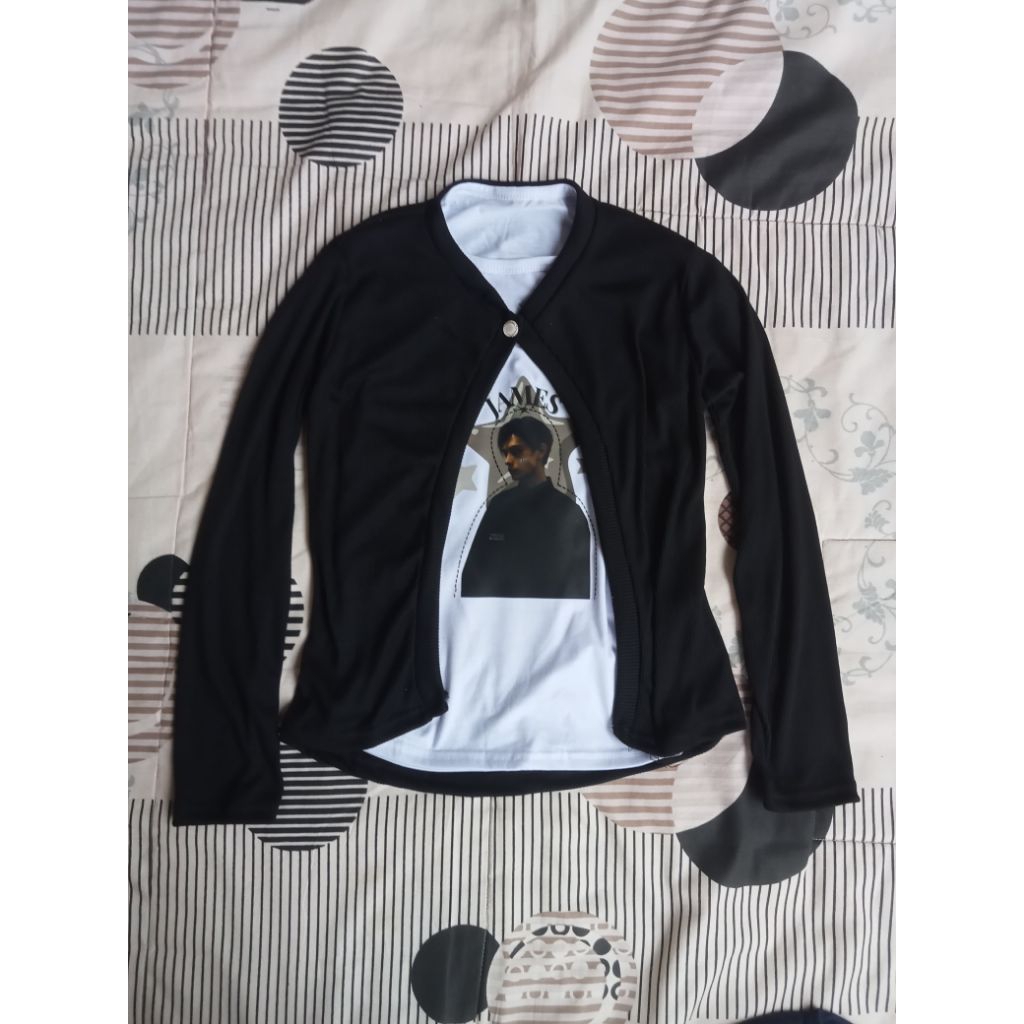 One Set Cardigan & Kaos Wanita K-Pop Style Polos| Outfit Korea Kekinian