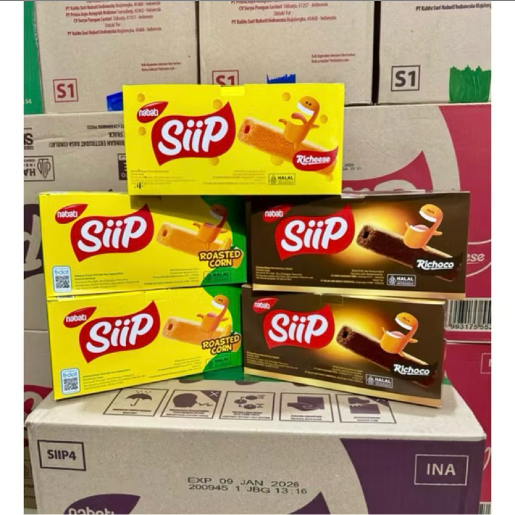 Nabati Siip 1 Dus Karton Isi 12 Box Coklat Jagung Keju