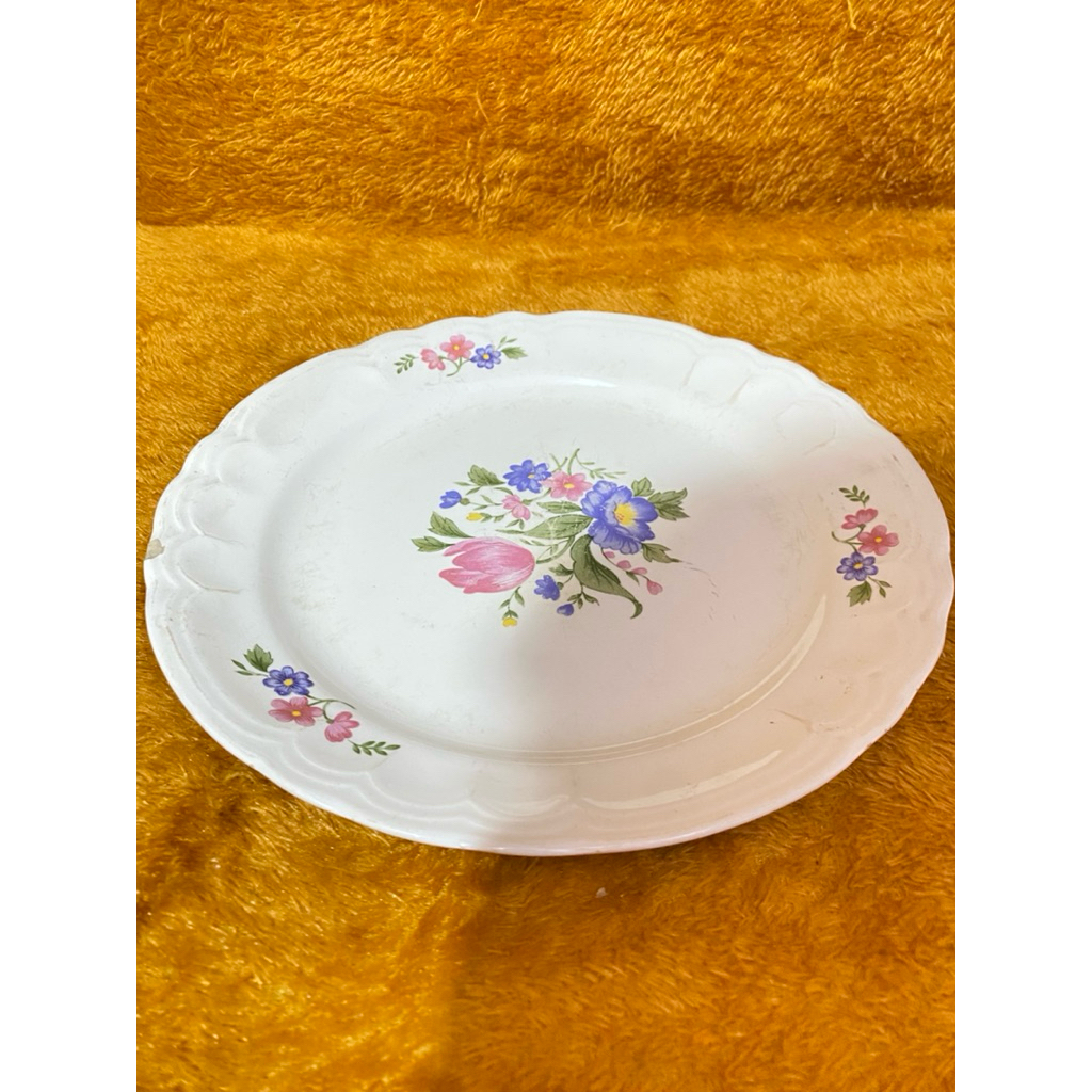 PL Piring Saji / Lauk Keramik Besar Motif Bunga Diameter 27cm (Ada Gompal Kecil Sesuai Gambar)