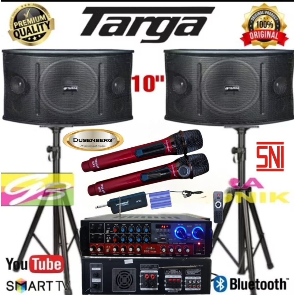 Paket karaoke Power Ampli Usb Bluetooth Speaker Targa 10 inch Original