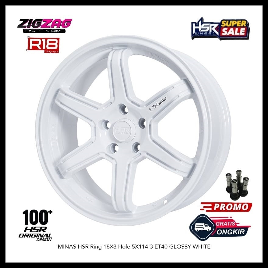 Velg Racing R18 Minas HSR 5X114.3 Gratis Maintenance Pelek Mobil Ring 18 Palang 6 Baru