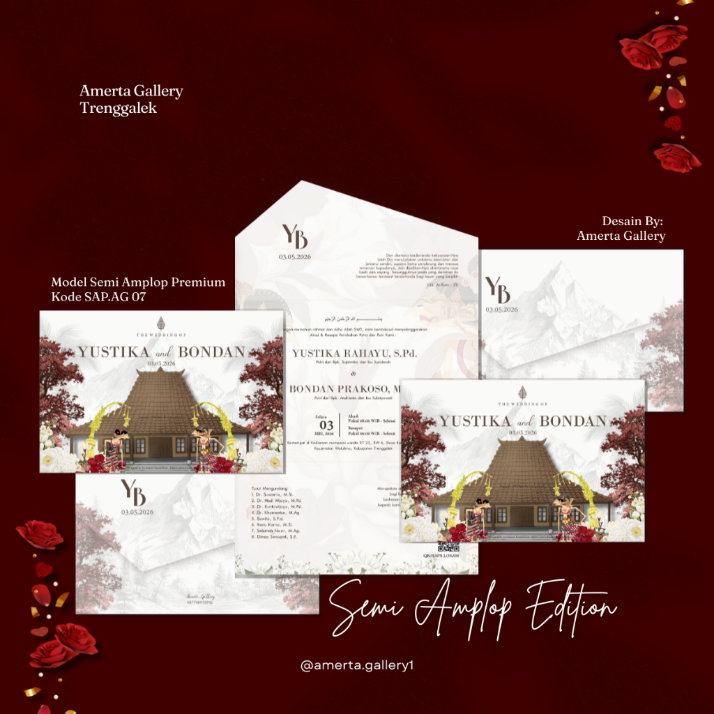 Cetak Undangan Pernikahan Semi Amplop Soft Cover Tema Jawa elegan SAP.AG 07 By:Amerta Gallery