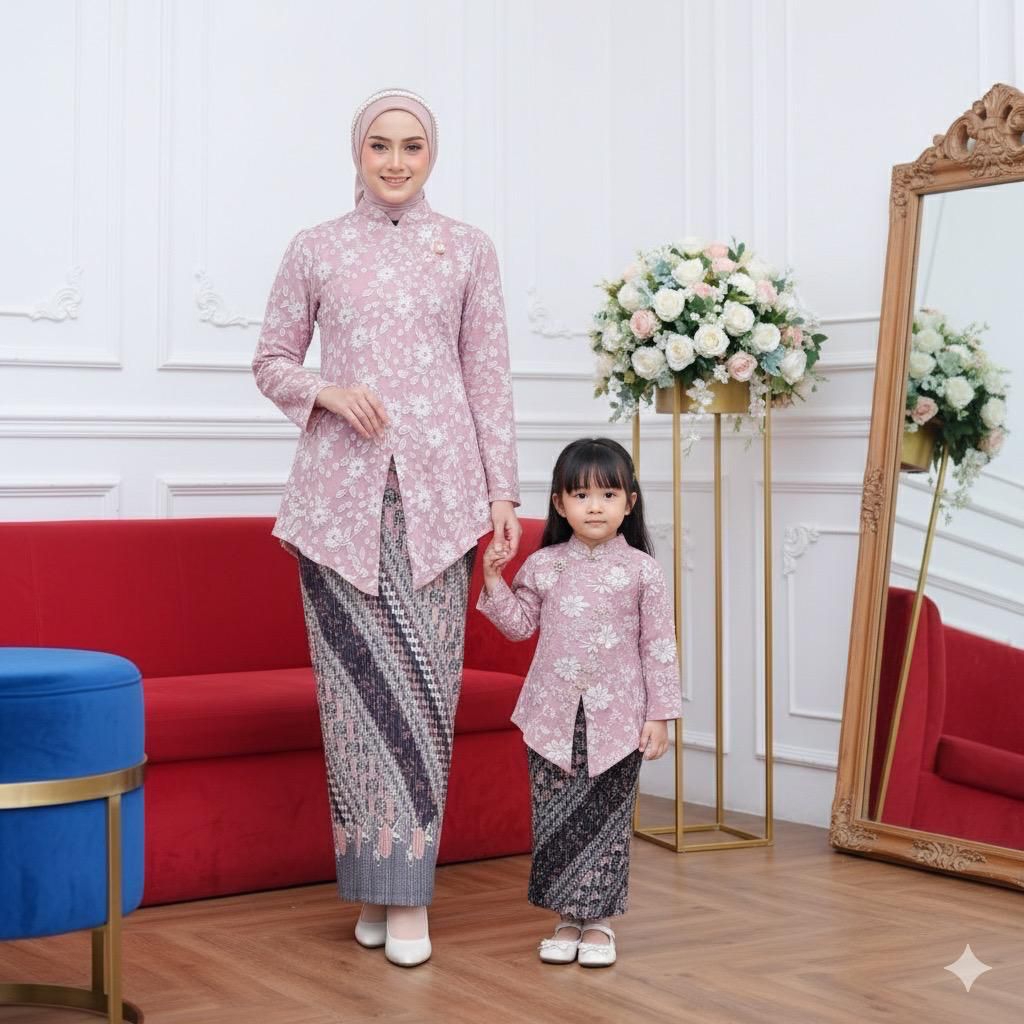 Free hijab+Free bross Stelan kebaya Janggan fukuro couple ibu dan anak/kebaya pesta ibu dan anak/keb