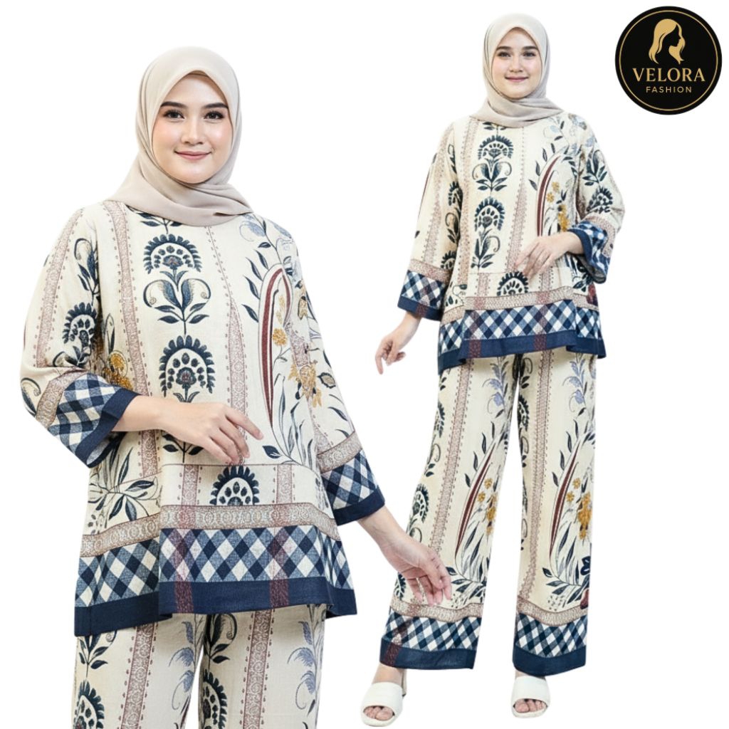 Velora- NEW SETELAN PIYAMA WANITA KEKINIAN RAFFELA ONESET KATUN RAYON  SETCEL BAJU TIDUR CELANA KULO