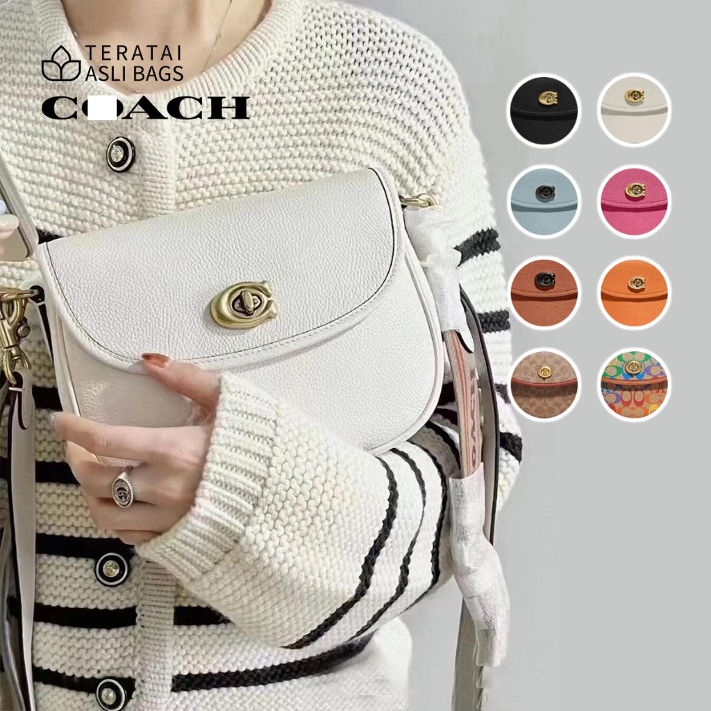 Tas Wanita Willow Saddle Bag Leather Premium Shoulder Bag Crossbody Webbing Strap Real Pict CA093