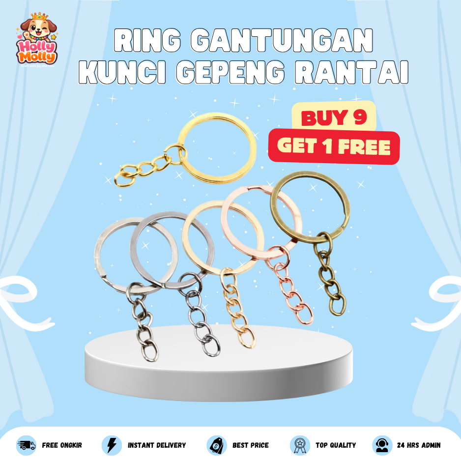 Ring Gepeng Gantungan Kunci Model Rantai Tebal Anti Karat Ring Ganci Keychain Aksesoris DIY