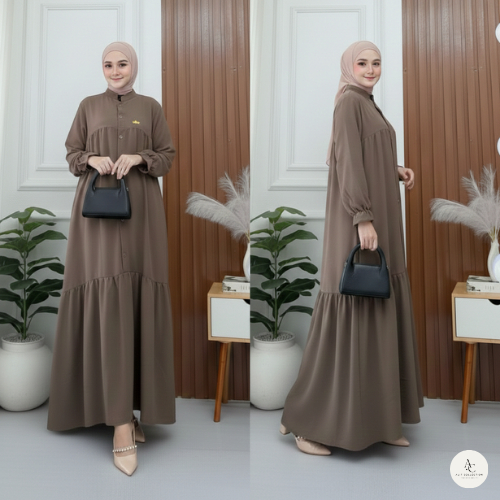 Mahira Dress Gamis Lebaran 2026 Model Gamis Terbaru Jumbo Bahan Crinkle Airflow Premium