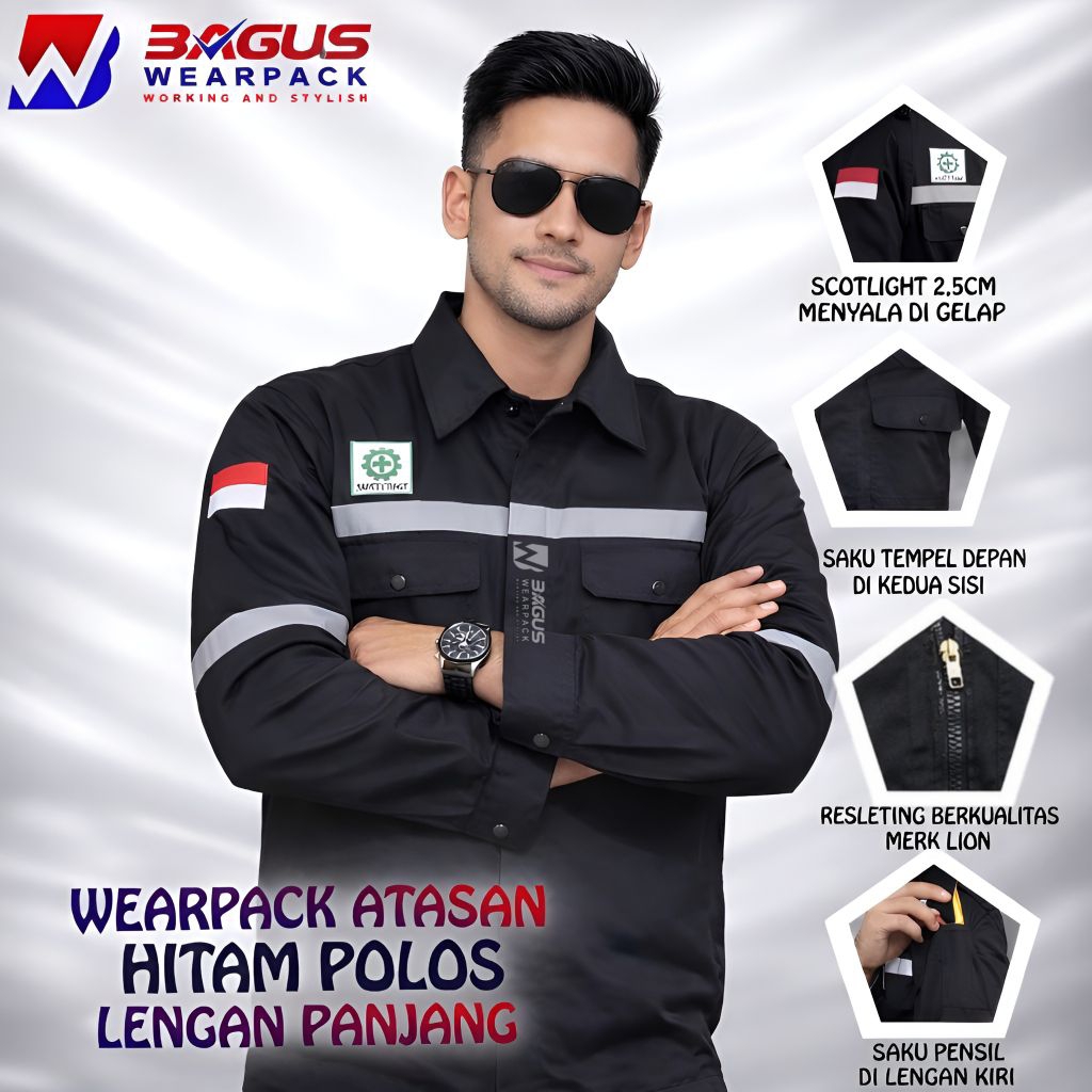 Wearpack Atasan Werpak Kerja Baju Kerja Pria Lengan Panjang - Warna Polos