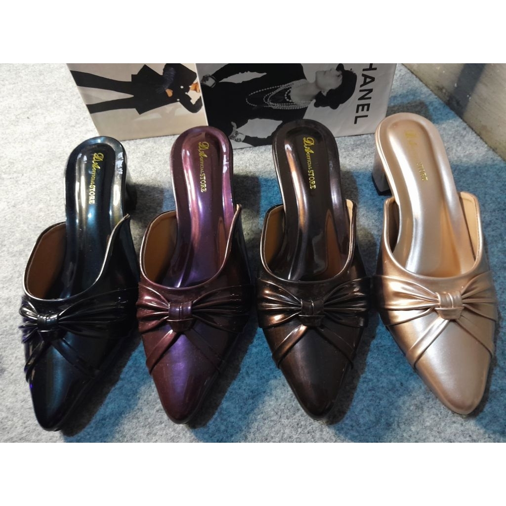 Sandal mules pesta wanita hak 5cm BIG SIZE JUMBO 37-45