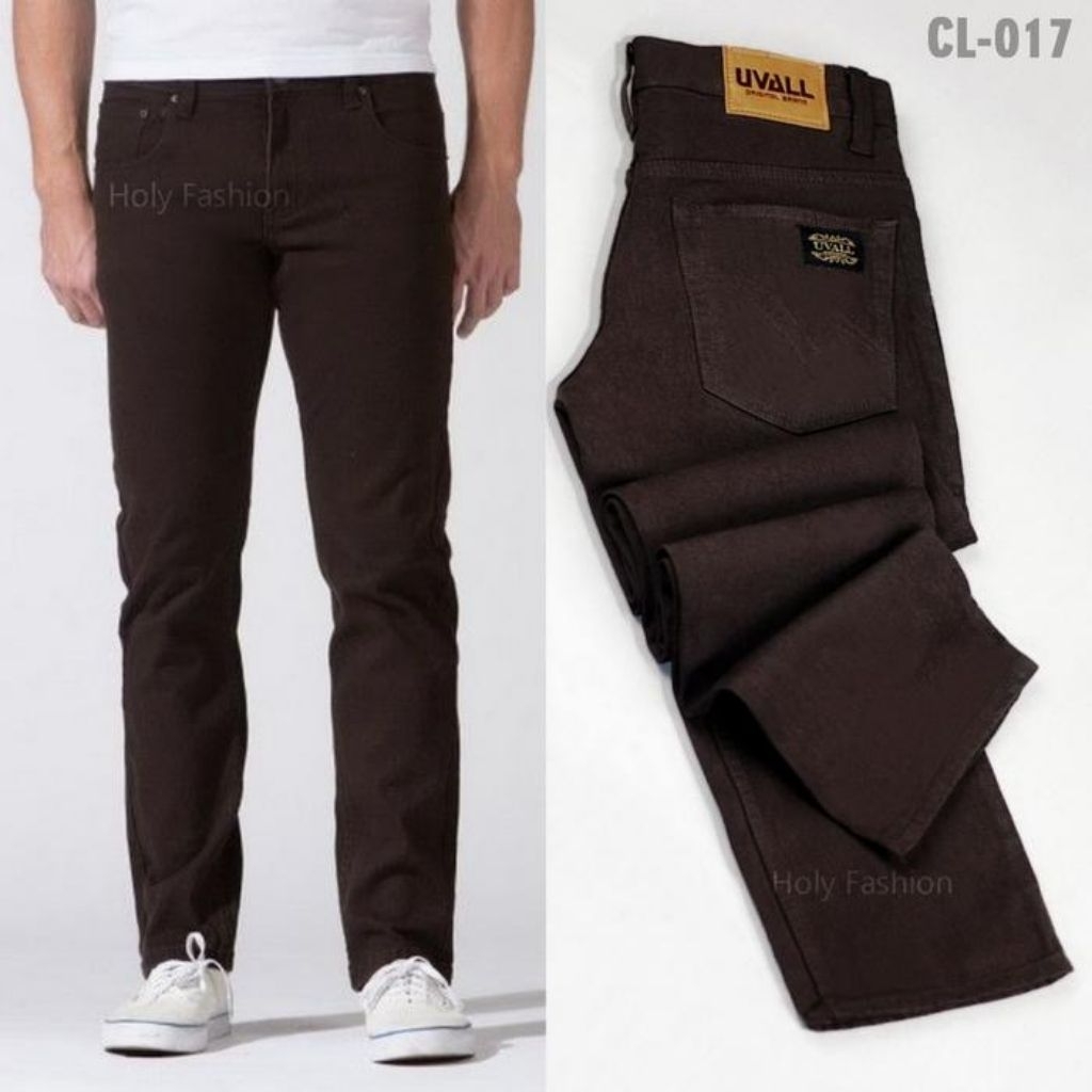 Celana Jeans pria Standar Coklat Regular fit
