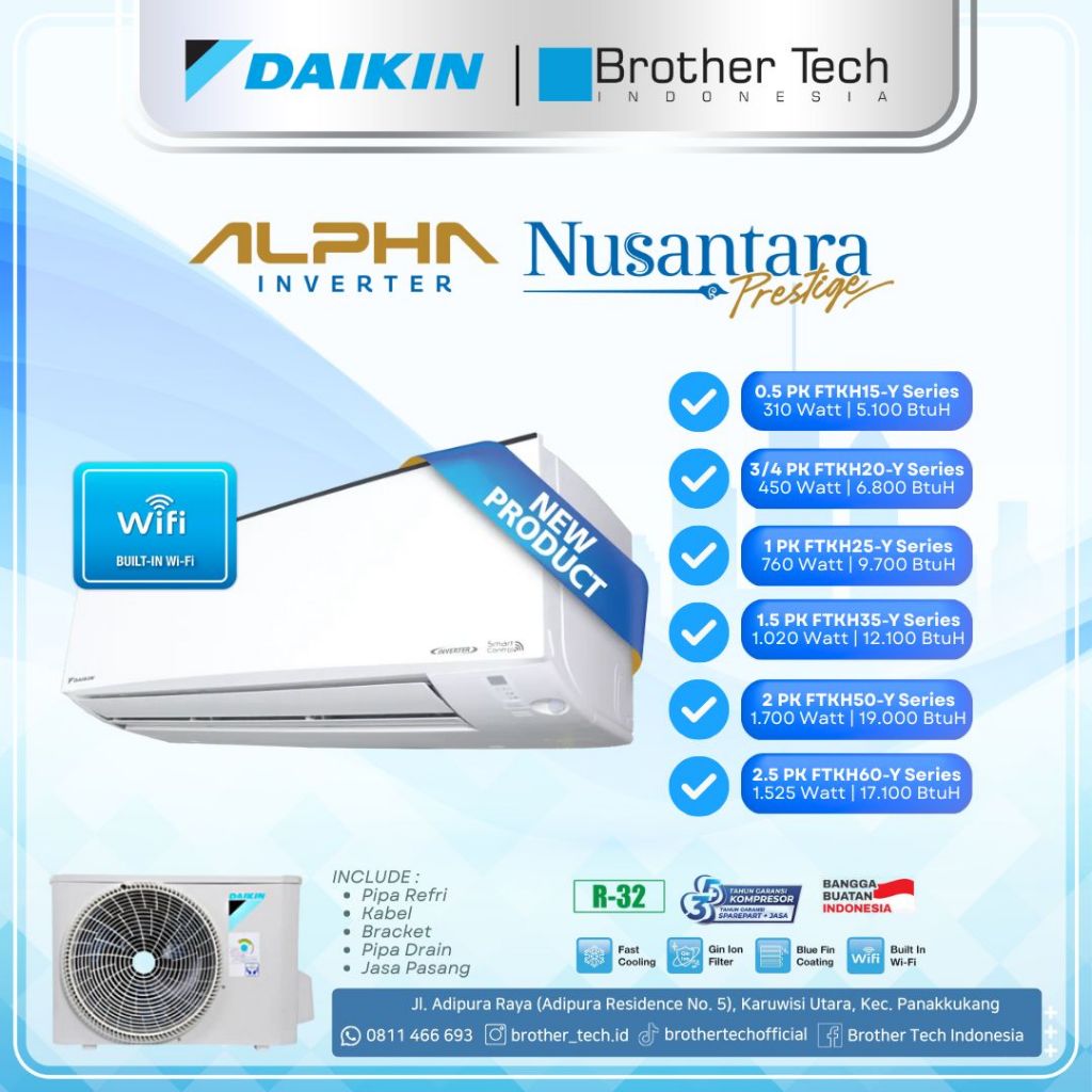 Daikin Alpha Inverter 2 Pk | FTKH-Y Nusantara Prestige Series