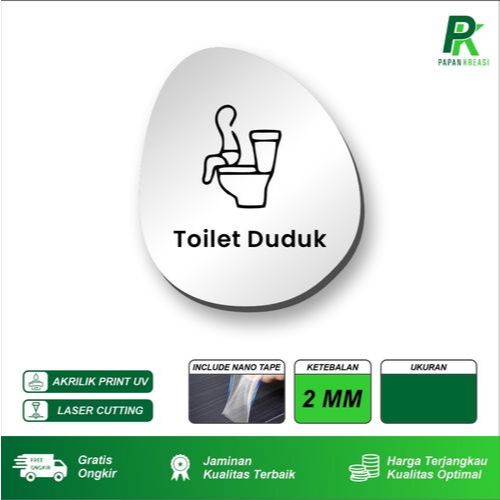 Tulisan Toilet Duduk Sign Board Akrilik Tempel Dinding Papan Acrylic - B175