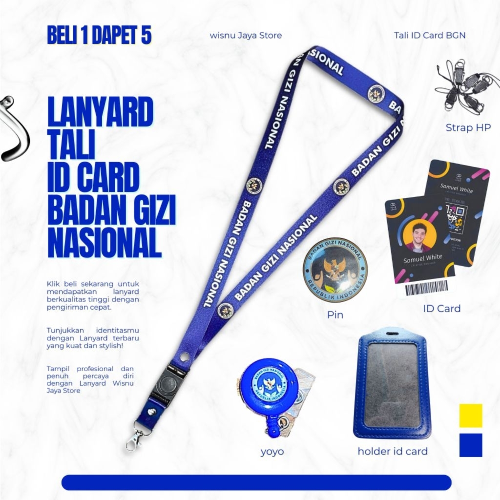 LANYARD TALI ID CARD BADAN GIZI NASIONAL TERBARU | LANYARD BADAN GIZI NASIONAL GROSIR TERMURAH & BER