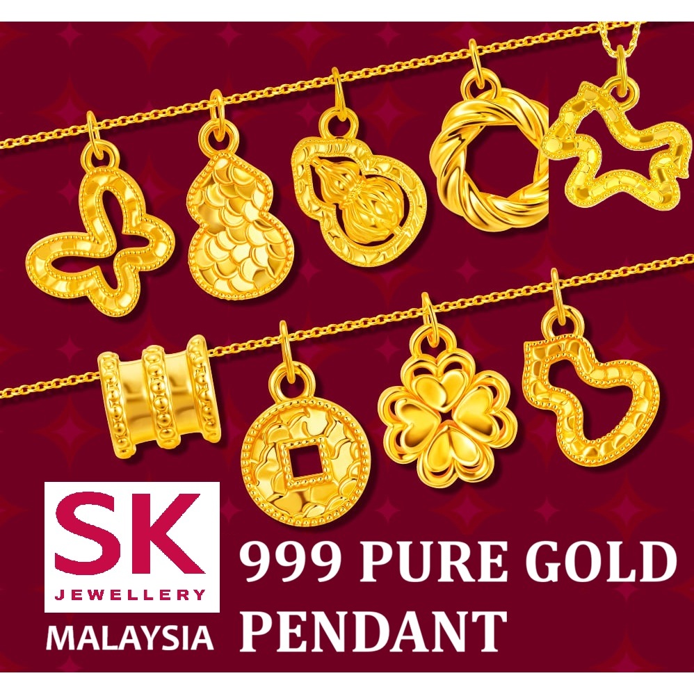 SK Jewellery Malaysia original import handcarry 1 set Kalung Liontin Emas murni 999 pure gold lucky 