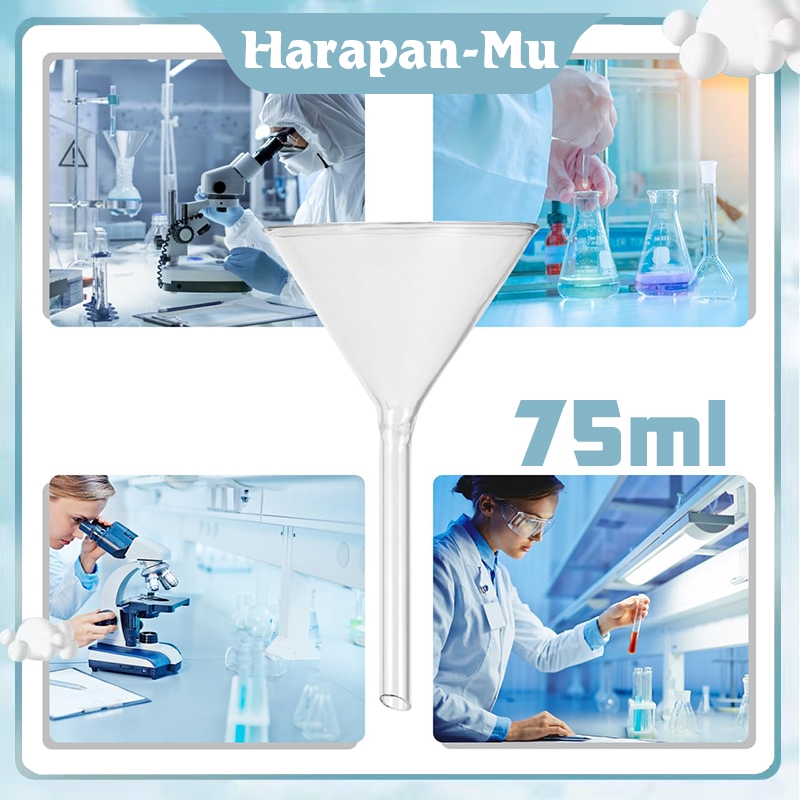 Corong Kaca Penyaring Tahan Panas Corong Gelas Percobaan Kimia Corong Kaca Laboratorium 75mm