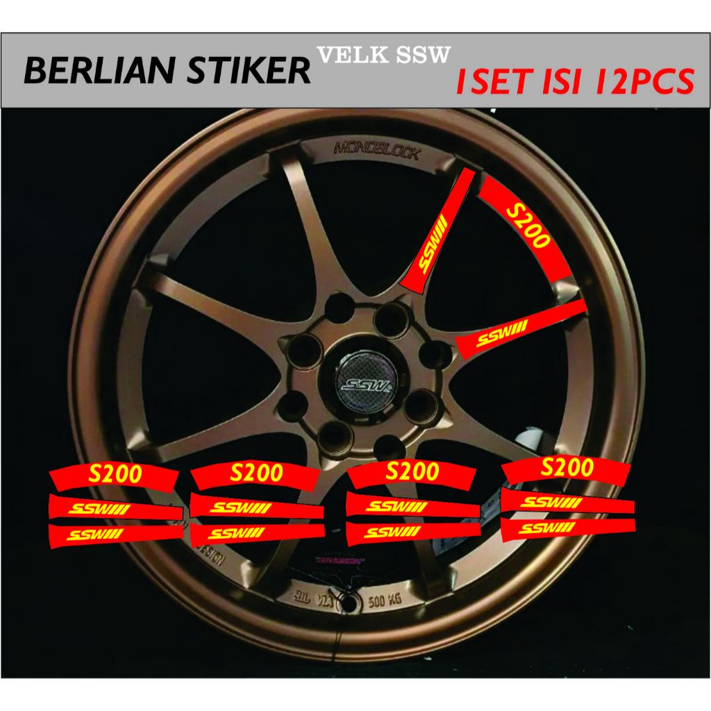 1 SET BUAT 4 VELK Auto Grosir Sticker Stiker Velk Mobil SSW S200 Sticker Velk Mobil Volk Racing SSW 