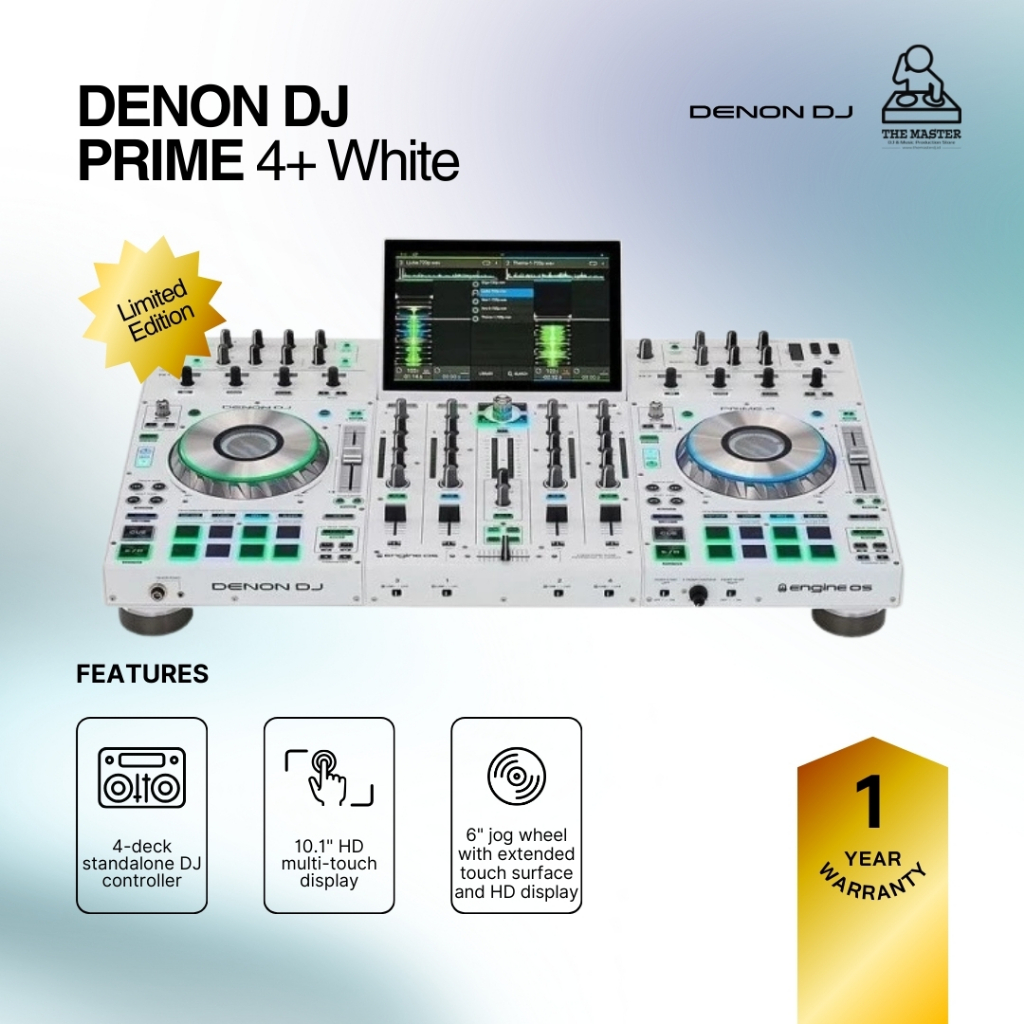 [Ready Stock] Denon DJ Prime 4 + White Limited Edition | Denon DJ Limited Edition Prime 4 Plus White