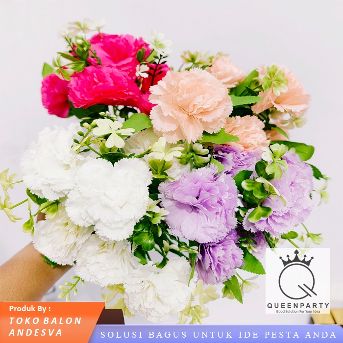 Bunga Artificial Anyelir 6 Tangkai / Tanaman Artifical Bunga Plastik Anyelir 6 Cabang Bunga Anyelir