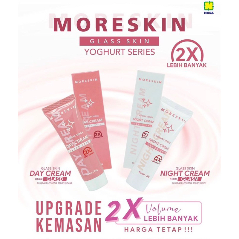 Moreskin Glass Skin Varian Night Atau Day Cream Original Nasa, Glass day And Glass Night