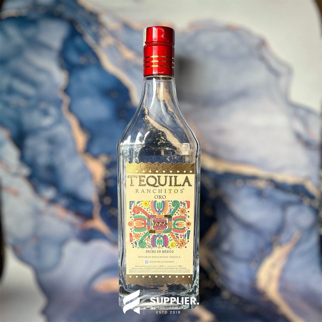 Botol kaca hias bekas minuman import Tequila ranchitos unik koleksi hiasan dekorasi kamar murah