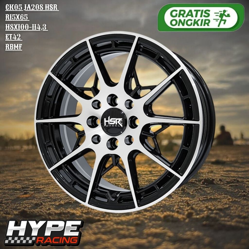 Velg Mobil Hsr wheel Ring 15 Type CK05 JA208 R15 Hitam Polish buat AVANZA , BRIO , XENIA