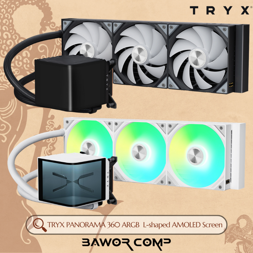 TRYX PANORAMA 360 ARGB Asetek 8th Gen V2 L-shaped AMOLED Screen Black / White 360mm - AIO Air Water 