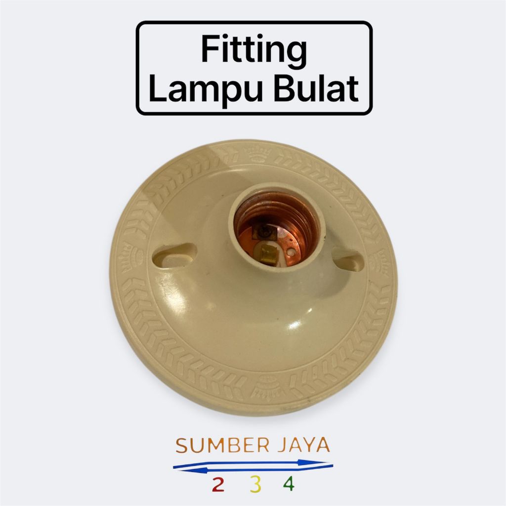 Fitting Lampu Plafon  SNI  fitingan fitting tempat dop Motif Cream / Fitting Plafon Bulat Cream