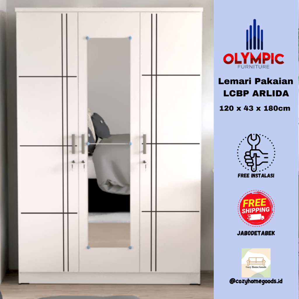 Olympic LCBP Arlida / Karin - LLBP Maggio - 3 Pintu - Furniture - Lemari Baju - Pakaian - Wardrobe -