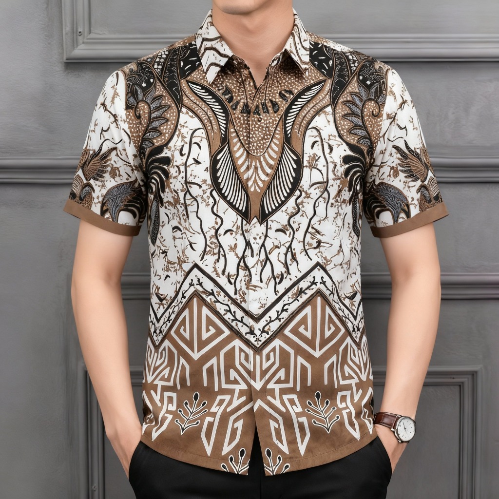 Raw And Denim Kemeja Batik Pria Lengan Pendek