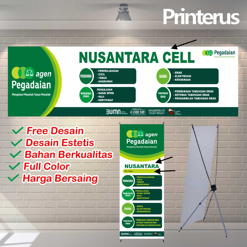 Banner Spanduk Agen Pegadaian Tahan Lama Outdoor Bisa COD