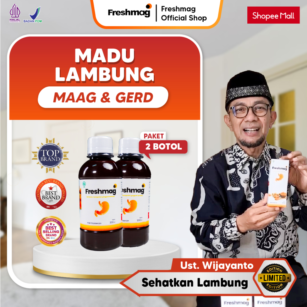 Promo Terlaris Madu Lambung Freshmag Paket 2 Botol - Obat Asam Lambung Radang Lambung Maag & GERD As