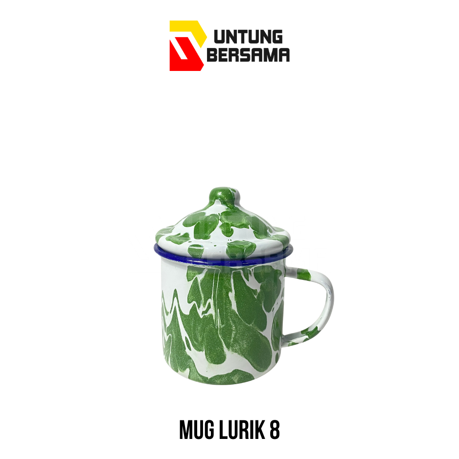 MUG LURIK 8 / CANGKIR BESI ENAMEL MOTIF LURIK GELAS JADUL TRADISIONAL