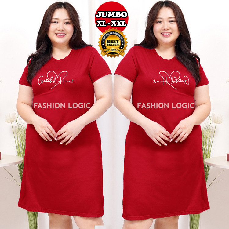 DRESS DASTER WANITA JUMBO SUPER ADEM BAHAN KAOS KEKINIAN - DASTER IMLEK JUMBO WANITA