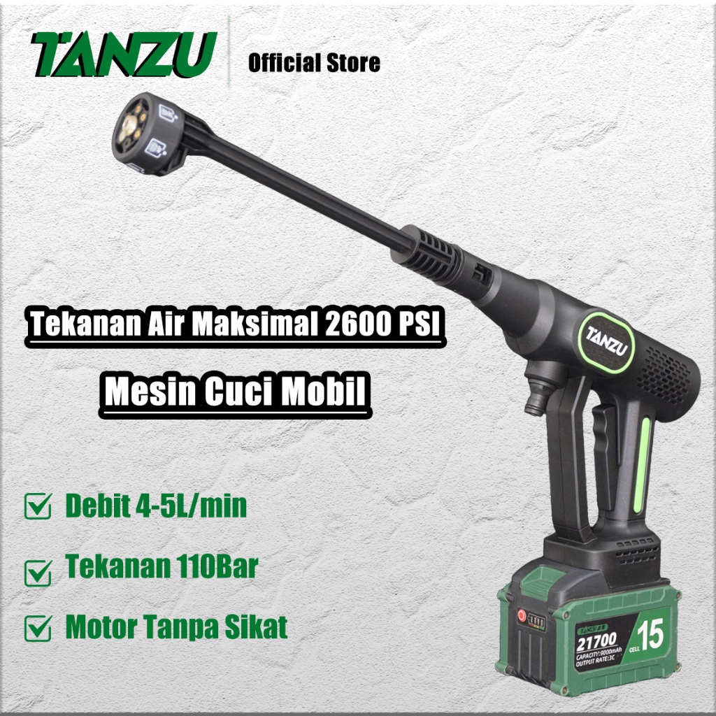 Tanzu Mesin Cuci Mobil Nirkabel Bertekanan Tinggi / Penyemprot Portabel Listrik 6-in-1 / Mesin Pencu