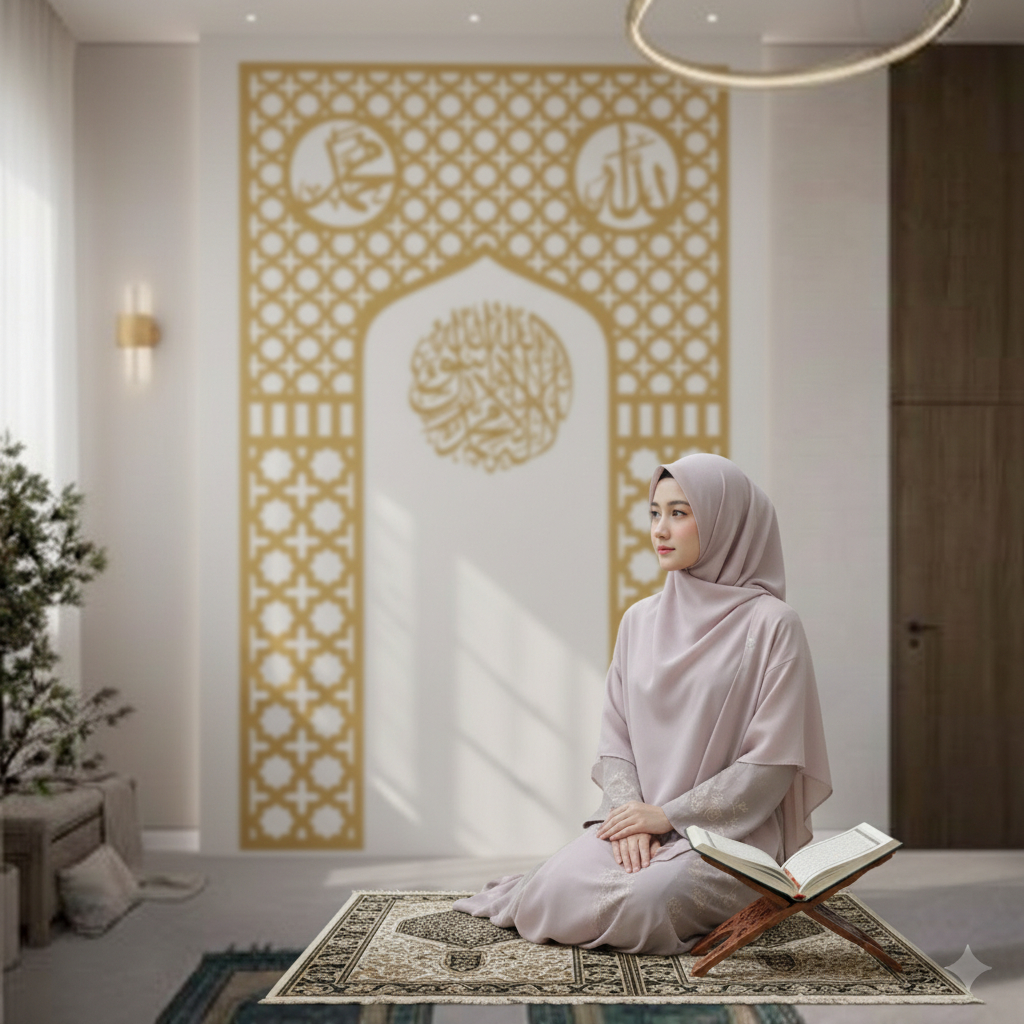 SUPER PREMIUM Mihrab Dinding Minimalis Lafadz Allah Muhammad untuk Rumah & Masjid