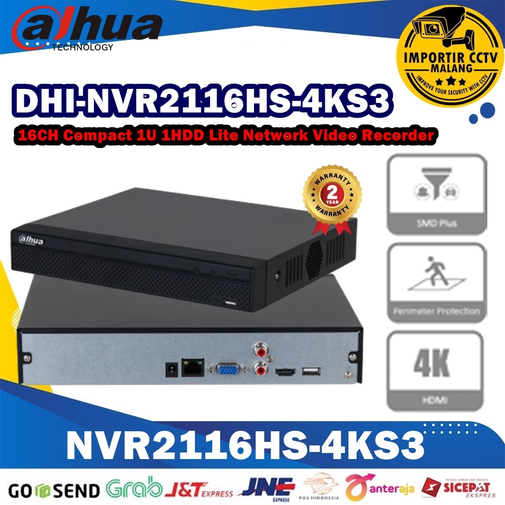 Dahua NVR2116HS-4KS3 NVR 16 Channel Dahua IP NVR. Smart H.265+