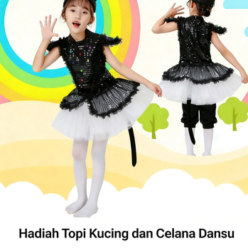 Kostum Kucing dan Tikus Anak-anak Baru Rok Tari Anak Kucing Perempuan Kostum Hewan Mengeong Kucing B