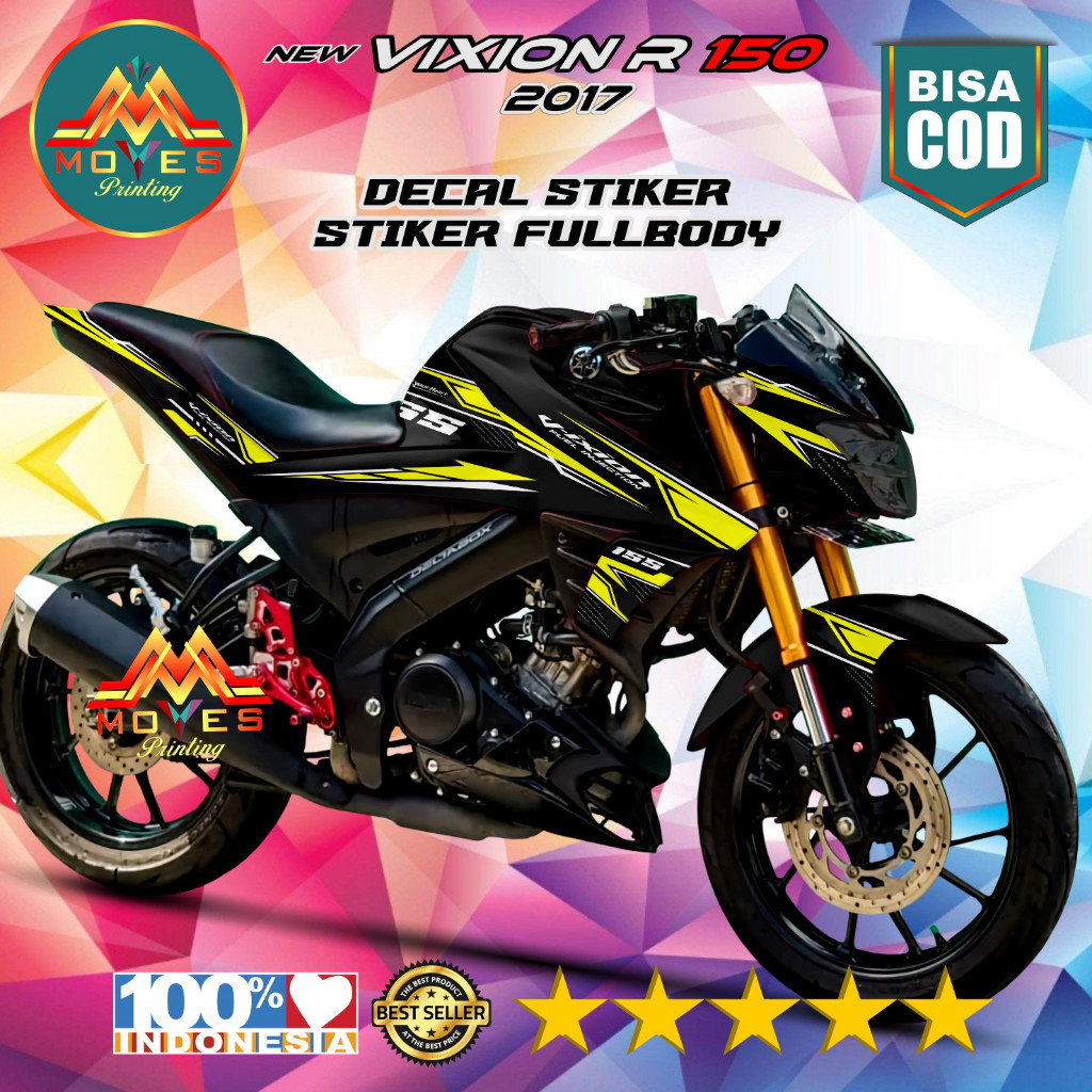 Decal sticker full body new Vixion R 150 2017 / stiker variasi hitam custom