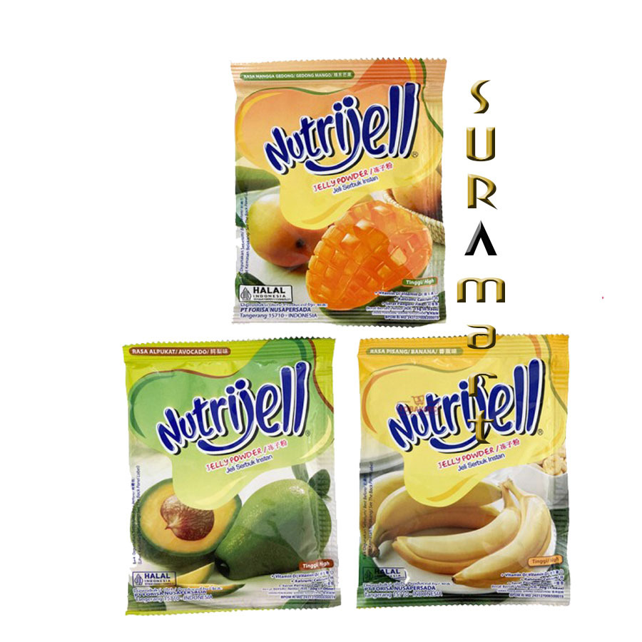 (1 sachet) NUTRIJELL Puding Jelly Jumbo Halal Alpukat Pisang Mangga Gedong 30g