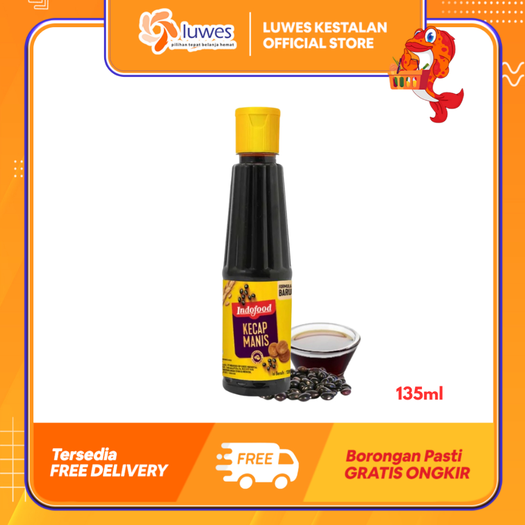 (LUWES) Kecap Manis Indofood Botol 135ml | Kecap Indofood Botol Praktis 135ml | Kecap Botol Indofood
