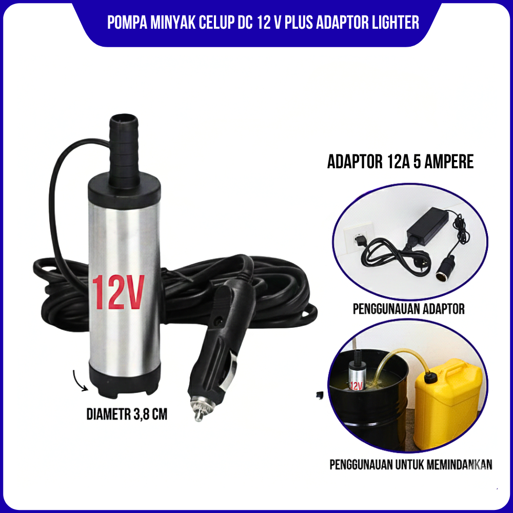 Pompa Sibel Sedot Minyak Solar 12V Plus Adaptor Lighter Pompa Celup