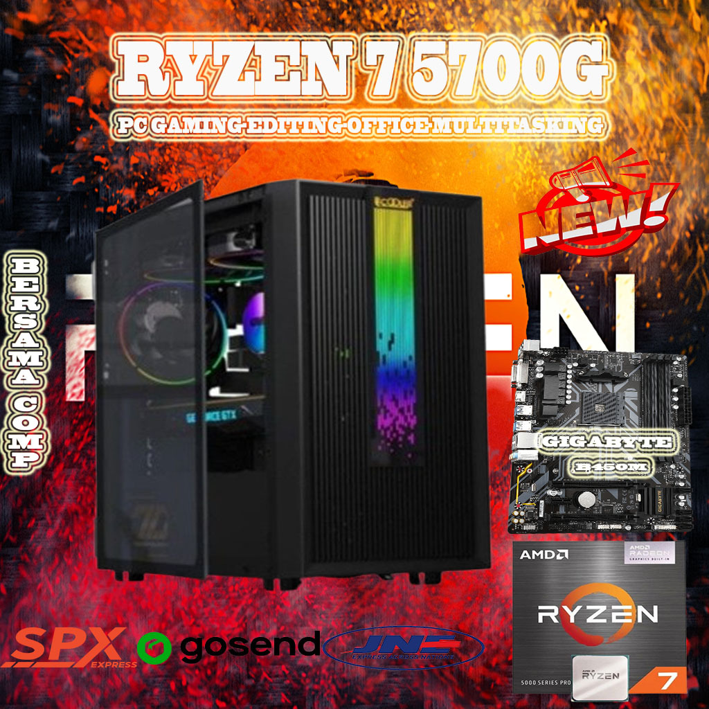 PC GAMING RYZEN 7 5700G SSD 256GB DDR4 16GB RAKITAN CUSTOM