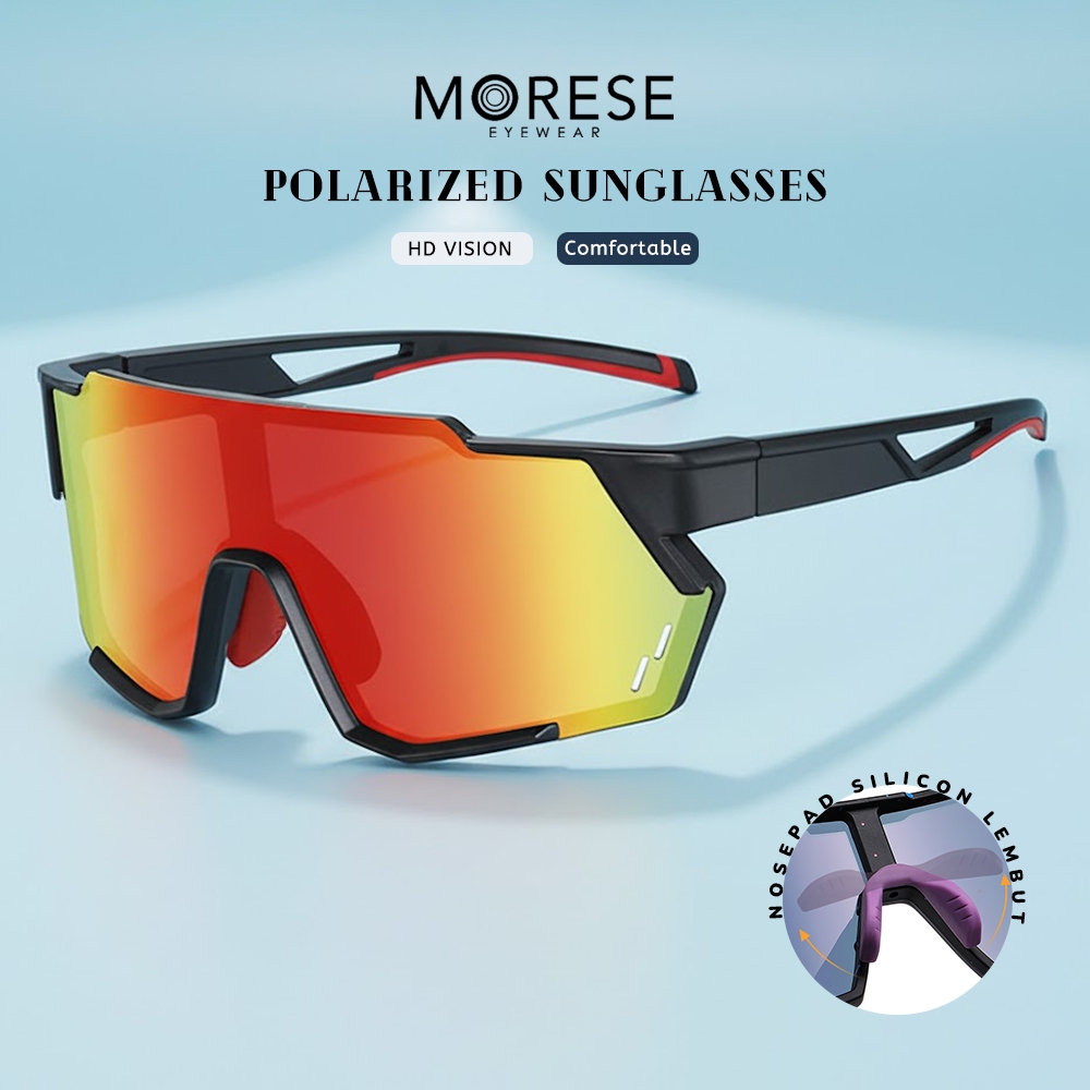 Morese Kacamata Sunglasses Polarized Anti Silau Style Kotak Sporty Simple Bahan TR90 Kacamata Runnin