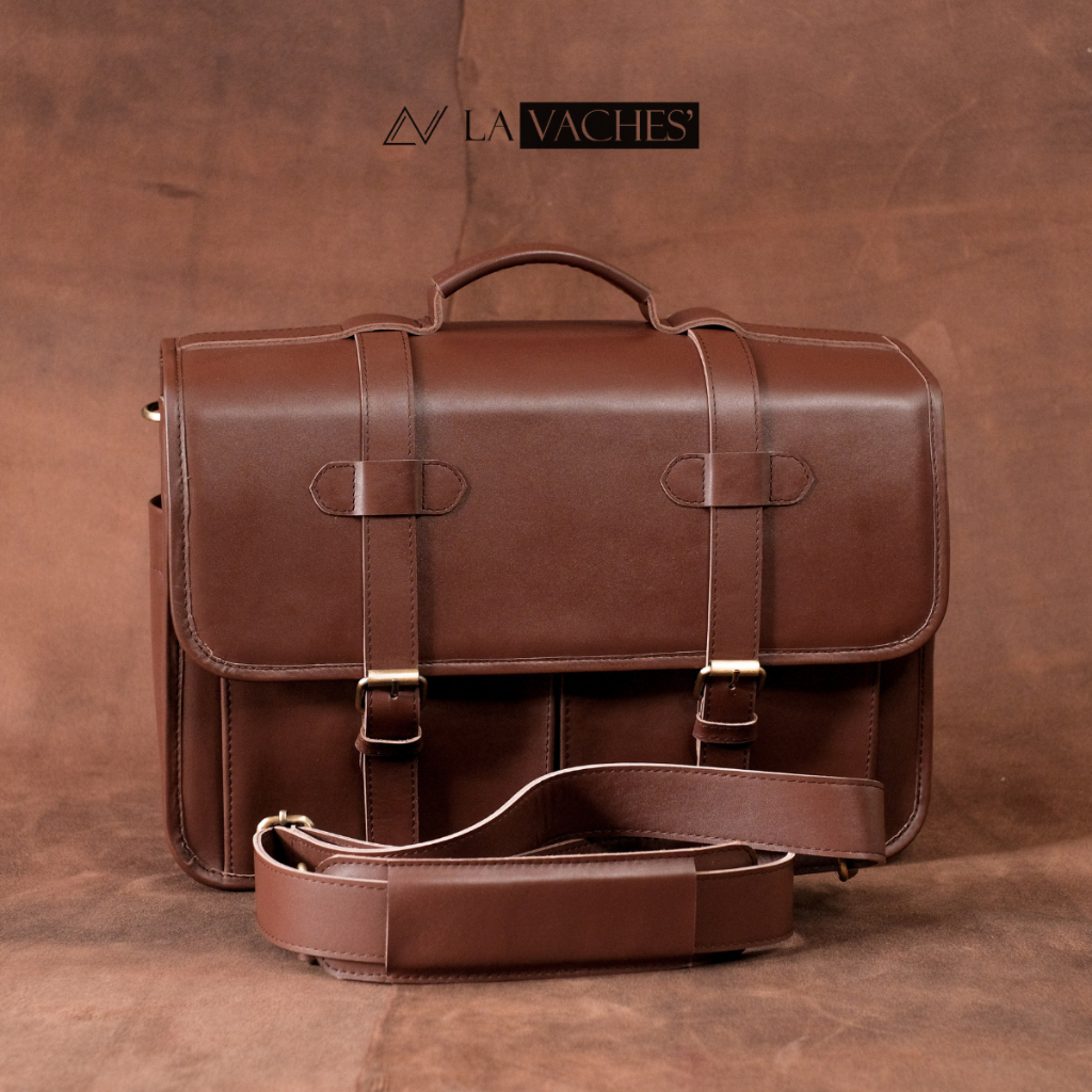 La Vaches' - Tas Kamera DSLR Kulit Muat Laptop 14" - Basic