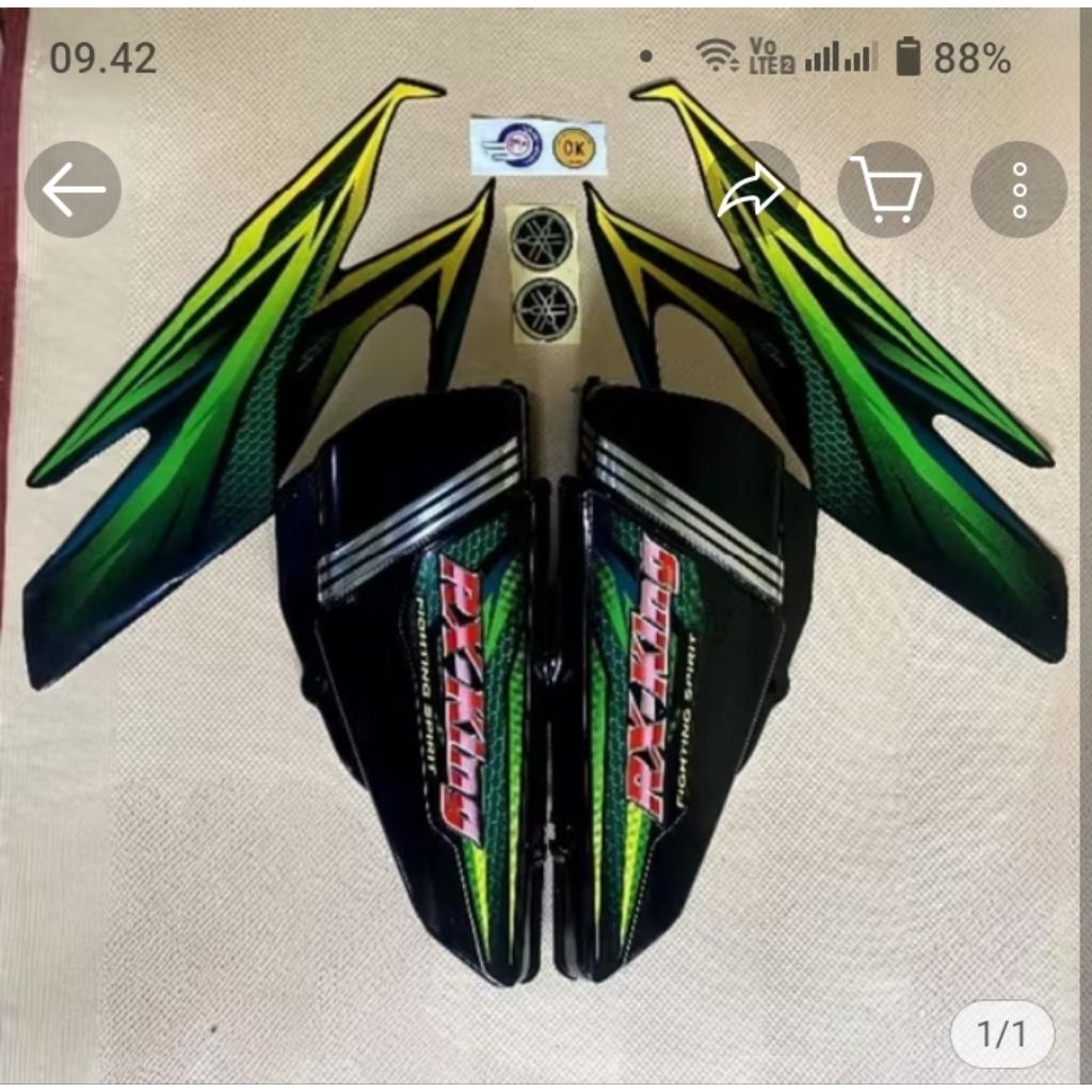COVER BOX AKI RX KING HITAM LIS CHROME FULLSET STRIPING HIJAU 2005 TEPONG AKI RX KING